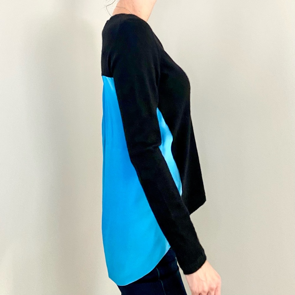 Elie Tahari 100% Cashmere 100% Silk Knit Color Block V-Neck Pullover Sweater, S - Picture 11 of 11